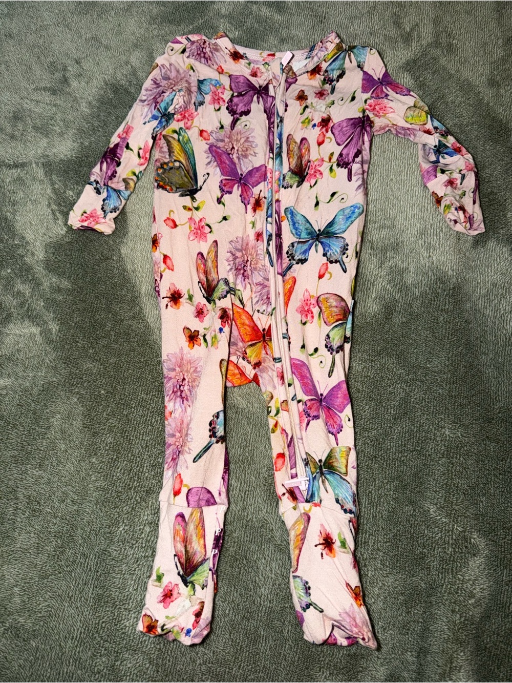 Posh Peanut Pink Butterfly Print One-Piece Pajamas